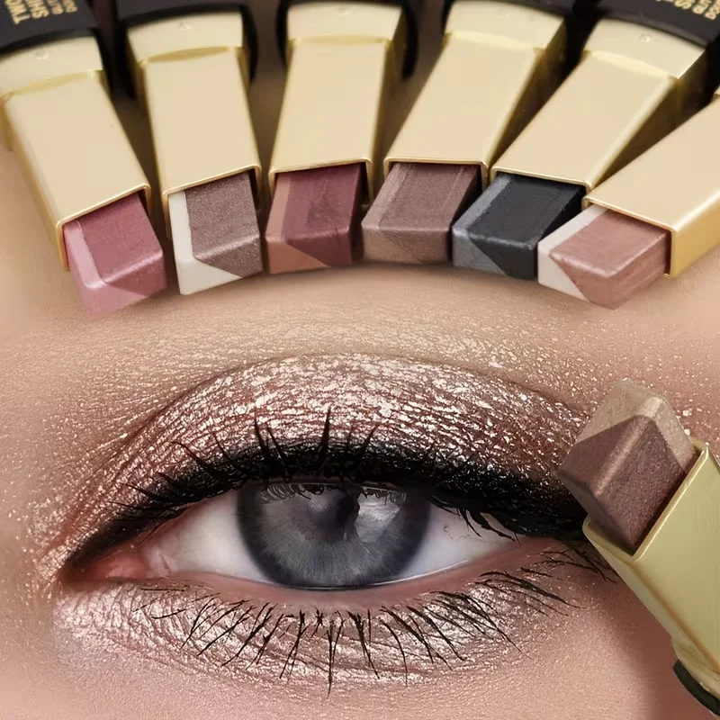Gold 6138 - อายแชโดว์แบบแท่งสองสี - กันน้ำและกันเหงื่อ เนื้อเนียนและติดทนนาน ดีไซน์โลหะที่หรูหรา